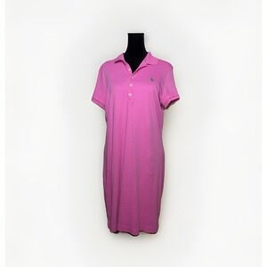 Ralph Lauren Polo Shirt Dress Size Large Pink Green Pony Preppy